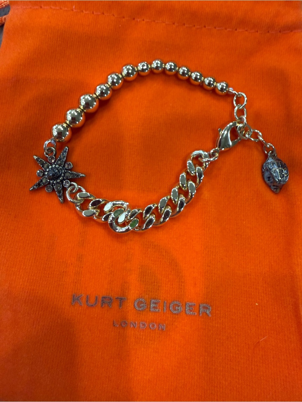 Kurt Geiger Gold Star Charm Chain Bracelet